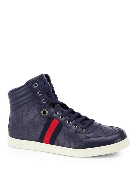 blue gucci shoes high top|farfetch gucci high top.